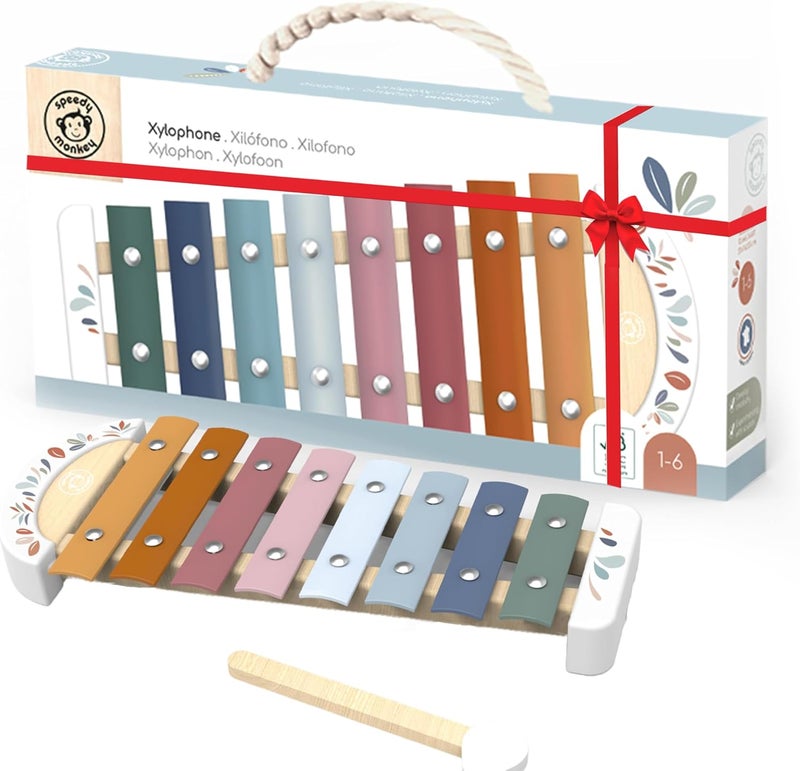 SPEEDY MONKEY Store Colorful Xylophone – 8 Tuned Metal Keys with Wooden Mallet, Safe Musical Toy for Toddlers 1+ Years, Enhances Sound Exploration, Learning & Coordination - Image 1